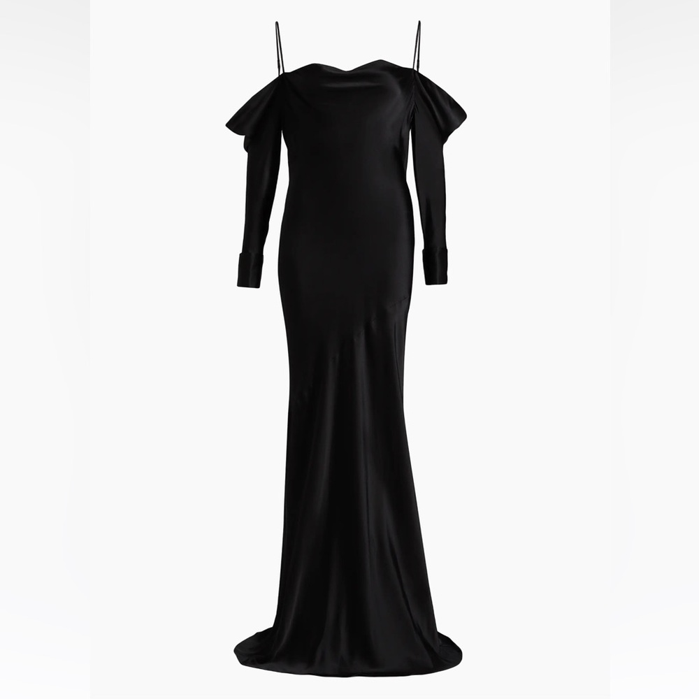 NWT L'AGENCE Melly French Cuff Off Shoulder 100% Silk Dress Maxi Cocktail Dress